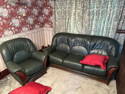 Photo of free Leather 3 seater Sofa and Armchair (FY4 5LH) #1