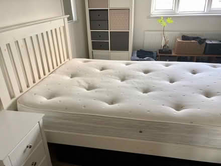 Photo of free White wood double bed with mattress (Brentford, TW8) #2