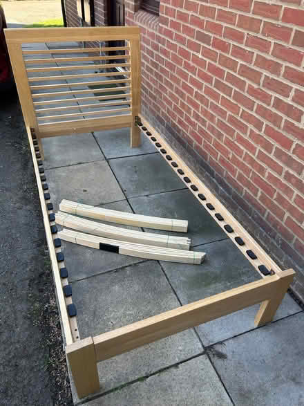 Photo of free Single bed solid wood (beech?) (Chalgrove OX44) #1