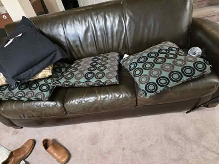 Photo of free Two leather couches one dresser (Farmington Hills) #1