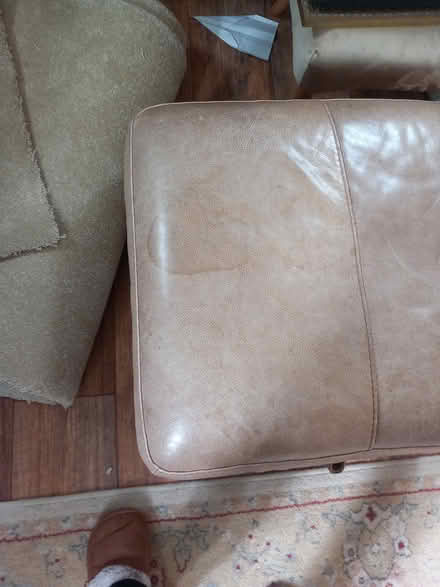 Photo of free Tan leather storage foot stool (Blunham) #2