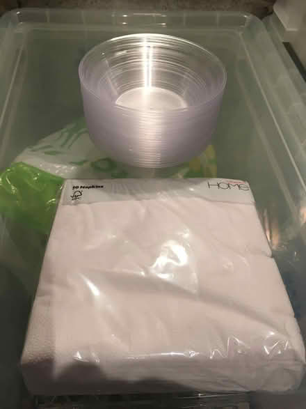 Photo of free Napkins, plastic party/picnic bowls (Probus) #1
