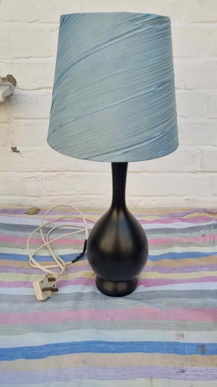 Photo of free Black lamp with blue silk shade (Cholsey (OX10)) #1