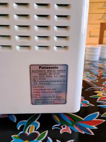 Photo of free Panasonic Bread Machine (Emerald Hills, near cross.) #3