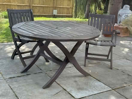 Photo of free Wooden table and two chairs (Loughton MK5) #1