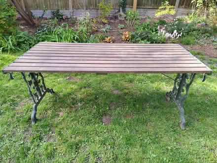 Photo of free Garden table - wood/cast iron (NW2) #1