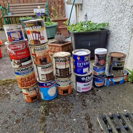 Photo of free Box of old paint and varnishes (Juniper Green, EH14) #1