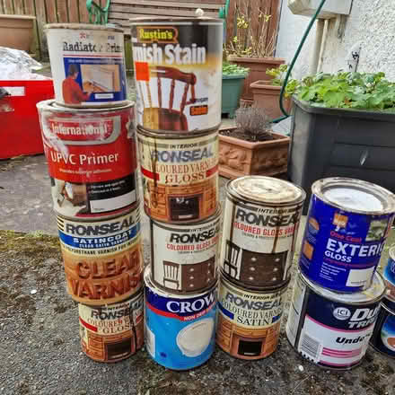 Photo of free Box of old paint and varnishes (Juniper Green, EH14) #3