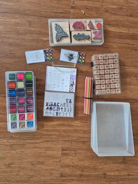 Photo of free Stamps and pencils for crafts (Woodham, Woking) #1