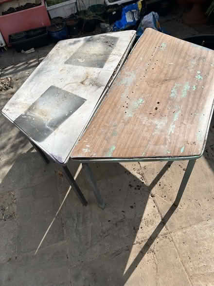 Photo of free 2 school tables trapezium shaped (Heartsease NR7) #1