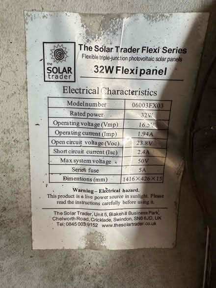 Photo of free Two 32W flexible solar panels (Hoxne IP21) #3