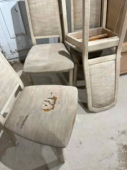 Photo of free CHAIRS ONLY NOW Solid light bleached oak table and chairs (Moor Side PR4) #1