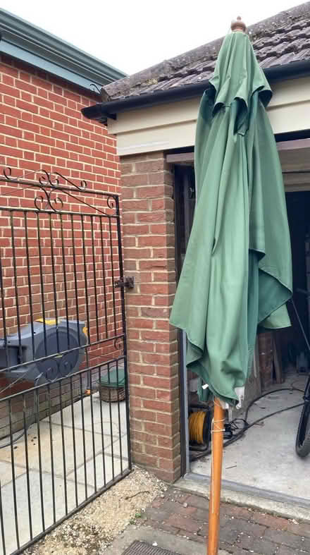 Photo of free Green fabric and wood parasol (Reigate RH2) #1