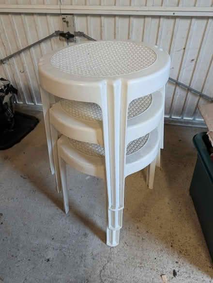 Photo of free 3 white plastic stools (Minchinhampton GL6) #1