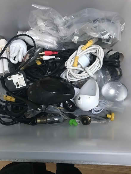 Photo of free Box of leads light bulbs etc (Topsham) #1