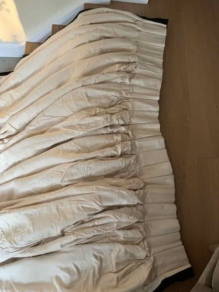Photo of free Large silk/satin effect curtain, silver with black edges (Ashtead KT21) #4