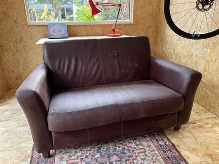 Photo of free Small leatherette sofa (Upper Wolvercote OX2) #1