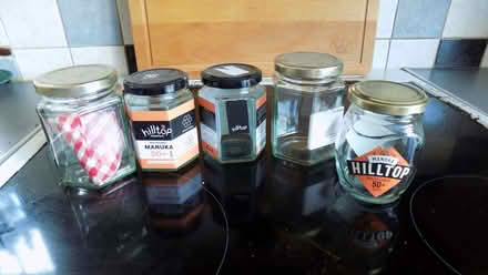 Photo of free Lidded glass honey jars (Canworthy Water PL15) #1