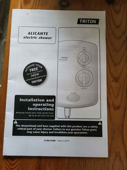 Photo of free Triton Alicante electric shower - as new (South Heath HP16) #3