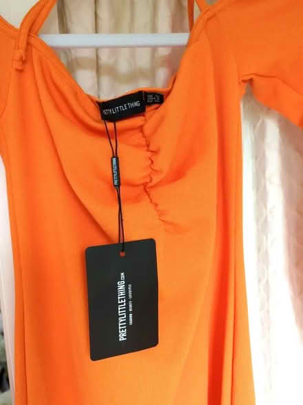 Photo of free Pretty Little Thing Orange Bodycon Midi Dress New With Tags (Bingham NG13) #1