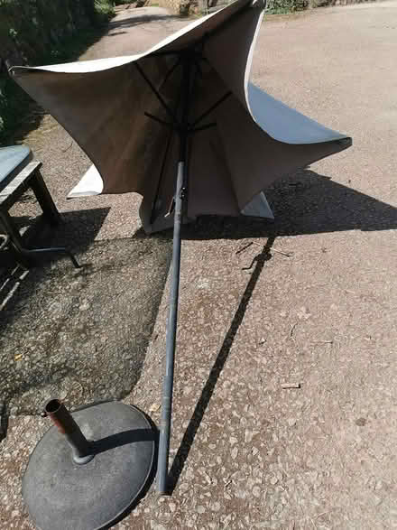 Photo of free Table, parasol and base (Penzance - Tremithick Cross) #2