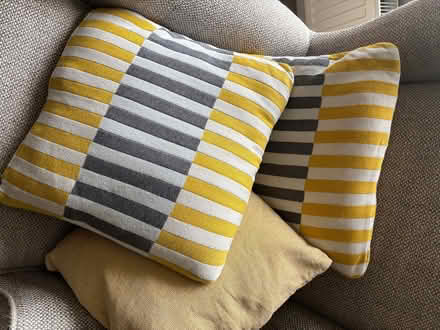 Photo of free John Lewis Cushions mustard yellow and grey (Top Amersham HP6) #1
