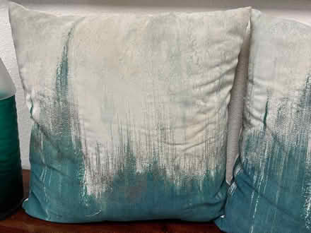 Photo of free Teal & White Throw Pillows (Fountain Vly, Heil & Bushard) #2