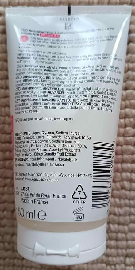 Photo of free Neutrogena face scrub (Nr centre Bishop's Stortford) #2