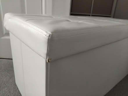 Photo of free White faux leather ottoman (SG12) #2