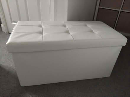 Photo of free White faux leather ottoman (SG12) #1
