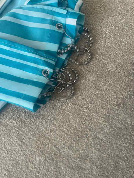 Photo of free Shower curtain, curtain rings and rail (Longbarn WA2) #1