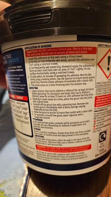 Photo of free UniBond tile adhesive & grout GREY (Epsom KT17) #2