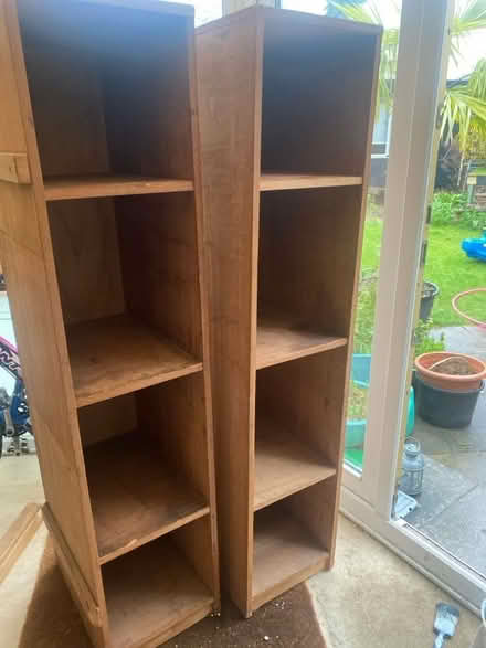 Photo of free 2 wooden/ chipboard shelving units (Ripon HG4) #1