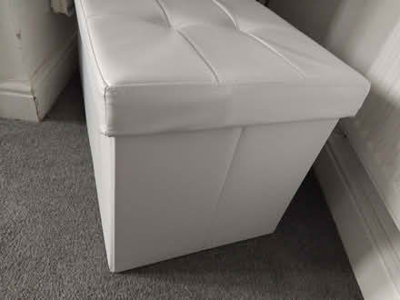 Photo of free White faux leather ottoman (SG12) #3