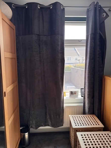Photo of free A pair of velvet eyelet curtains (Whiteway) #1