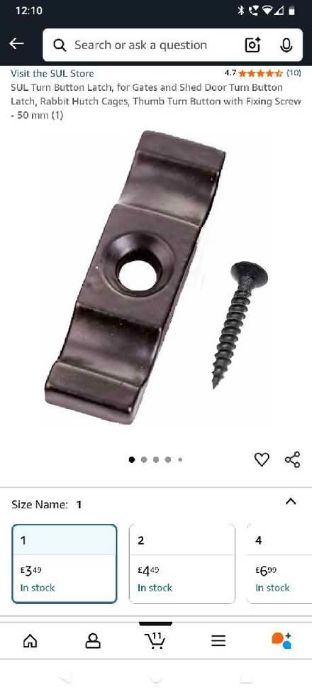 Photo of Black turn button latch (Gresham NR11) #1