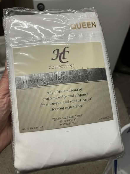 Photo of free White queen size bed skirt (Arlington/West Medford line) #1