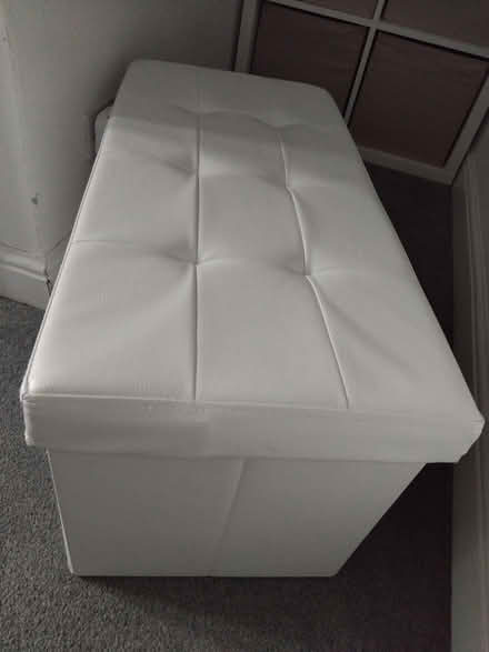 Photo of free White faux leather ottoman (SG12) #4