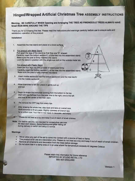 Photo of free 6ft artificial Xmas tree (EN4 East Barnet) #2