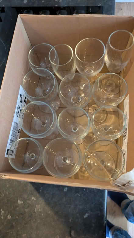 Photo of free Assorted wine glasses 11 round, 2 flutes (Kessingland NR33) #1