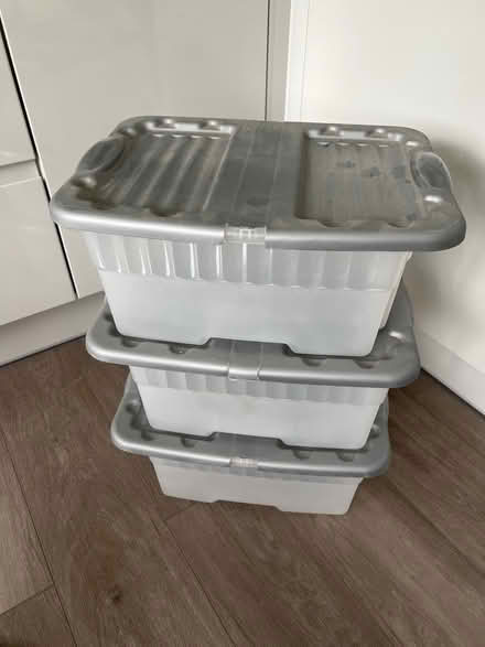 Photo of free 3 plastic storage boxes / crates (Staines TW18) #1