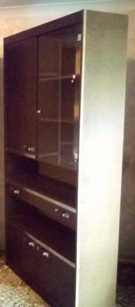 Photo of free Black Wood grained with unit with glass door and cupboards (Hoddesdon EN11) #1