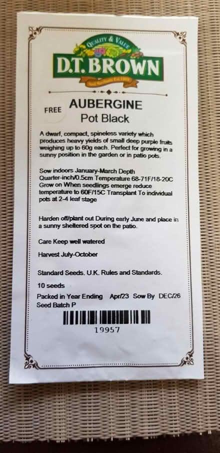 Photo of free Aubergine seeds (Abingdon Oxfordshire OX14) #1