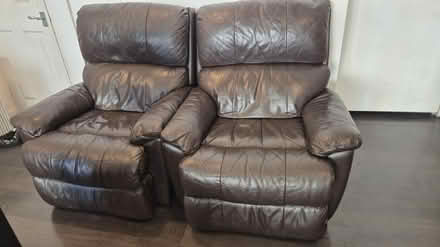 Photo of free 2 x Comfy Brown Leather Recliner Armchairs (Upper Holloway N19) #2