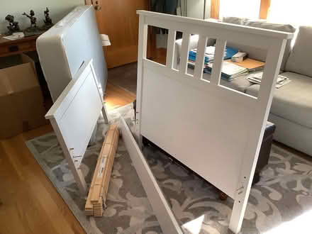 Photo of free White twin bed frame and mattress (North Greenlake area) #1