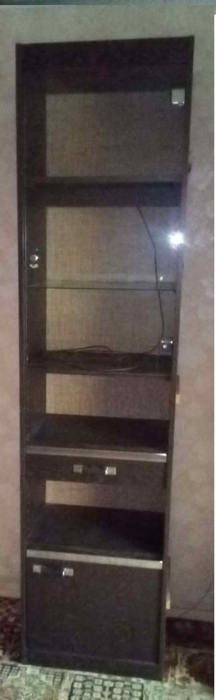 Photo of free Black Wood grained with shelving unit with glass door (Hoddesdon EN11) #2