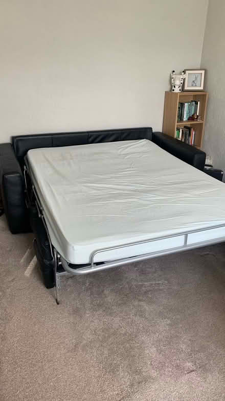 Photo of free Black Leather Sofa Bed (Whiston, S60) #2