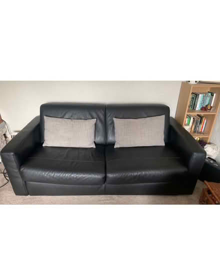 Photo of free Black Leather Sofa Bed (Whiston, S60) #1