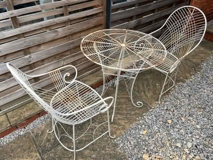 Photo of free Small Garden Table & 2 Chairs (Wingerworth S42) #1