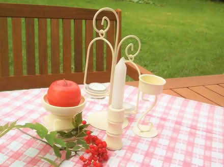 Photo of free 4 vintage cream candle tea light holders candlestick metal w (Bingham NG13) #1